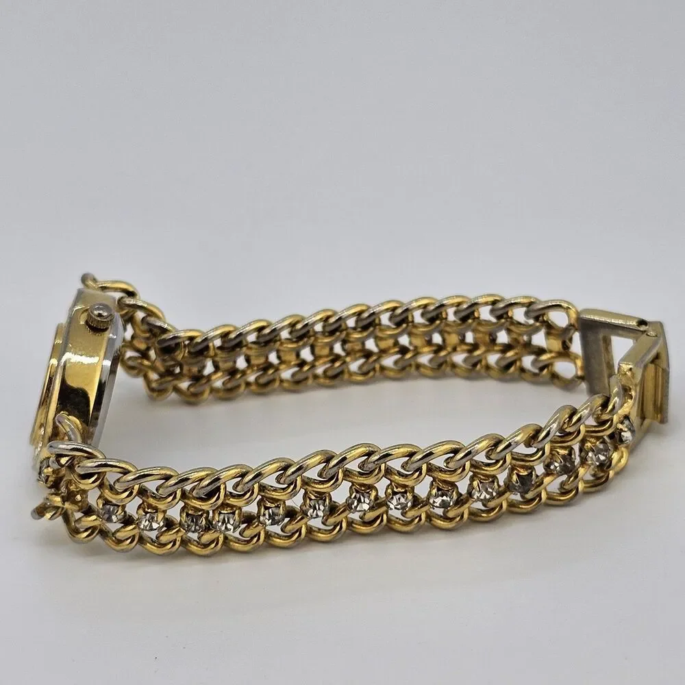 Visage Women's Watch Hearts 21MM White Dial Gold Bracelet Band 6.5